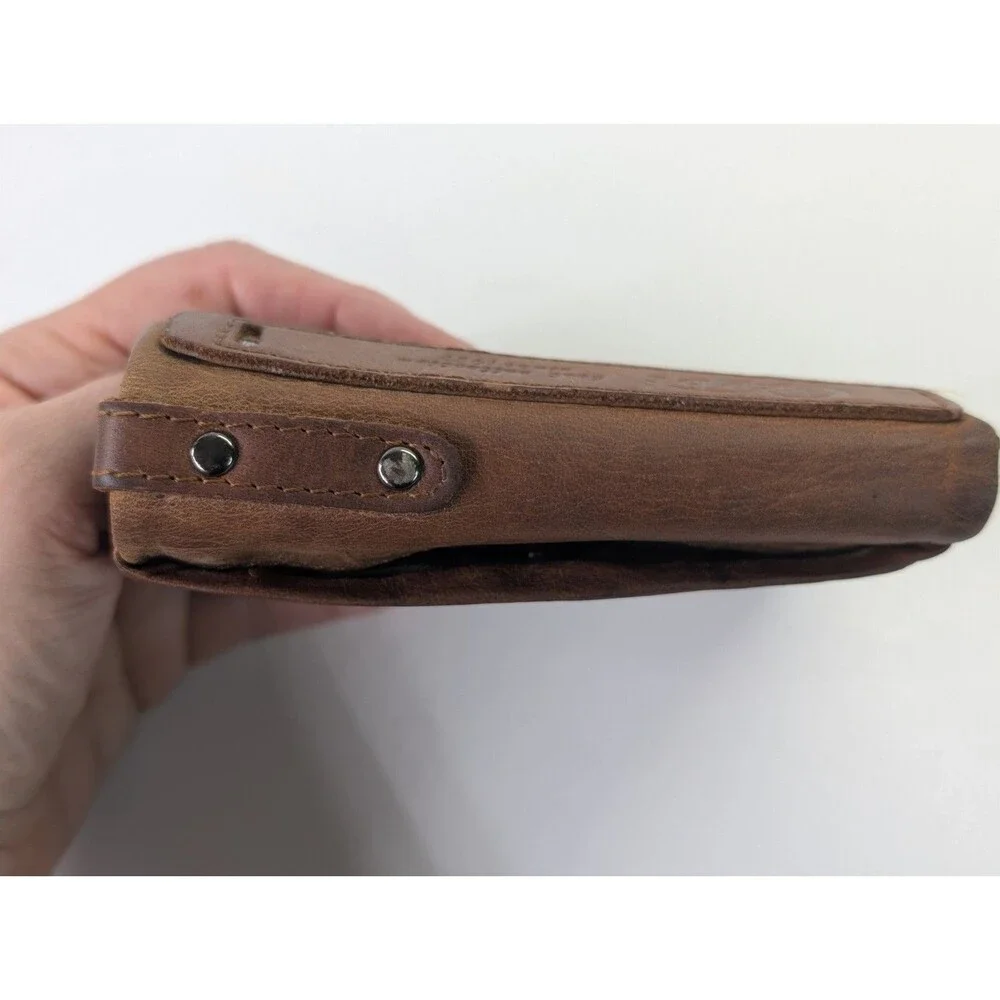GEBI Product Genuine Leather Bifold Zip Around Wallet Brown Distressed Card...